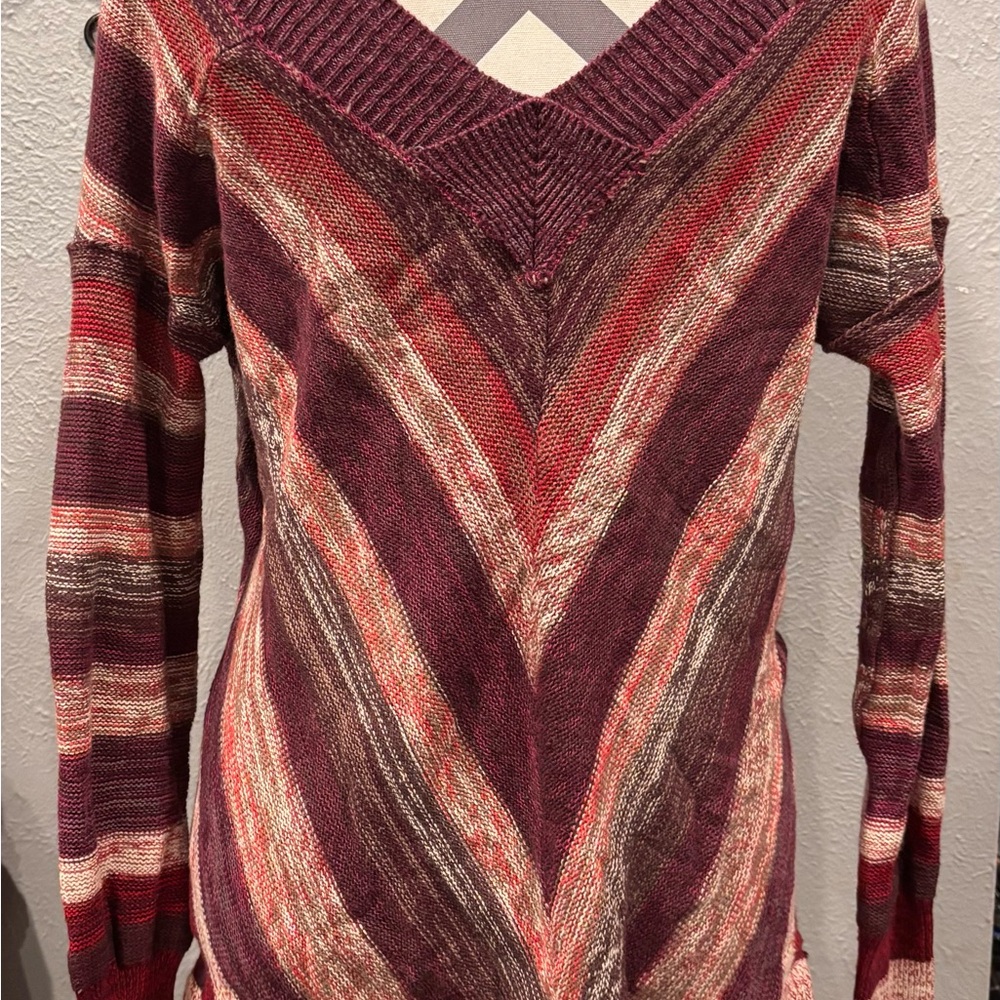 VINTAGE Free People Red and Purple Knit Sweater Dress - Picture 5 of 9